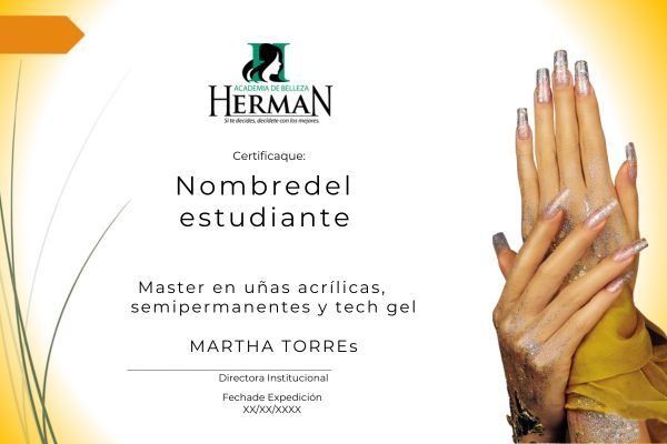 Curso de uñas de acrílico certificado Academia de belleza Herman
